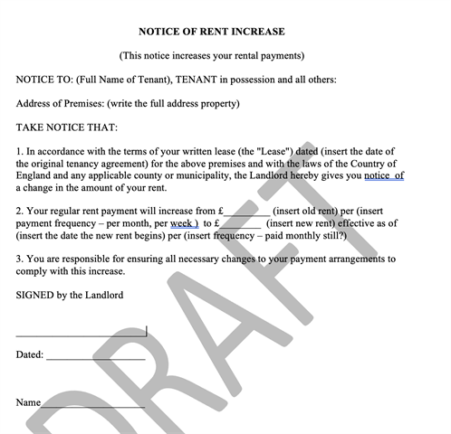 Notice of rent iincrease watermark